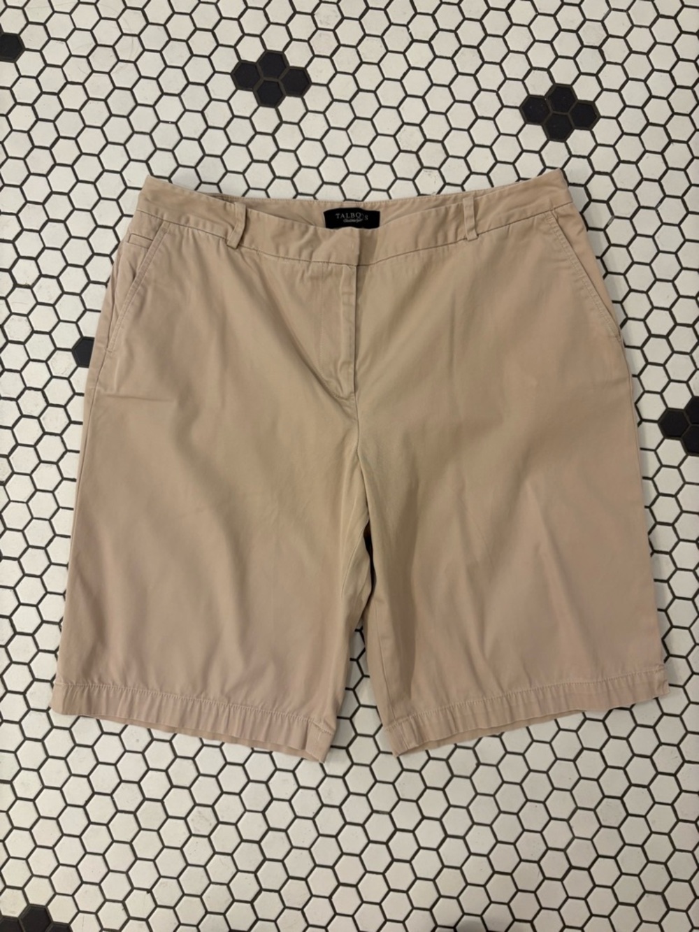 Talbots Khaki Chino Shorts Women’s Size 12 Classic Cotton 10” Inseam